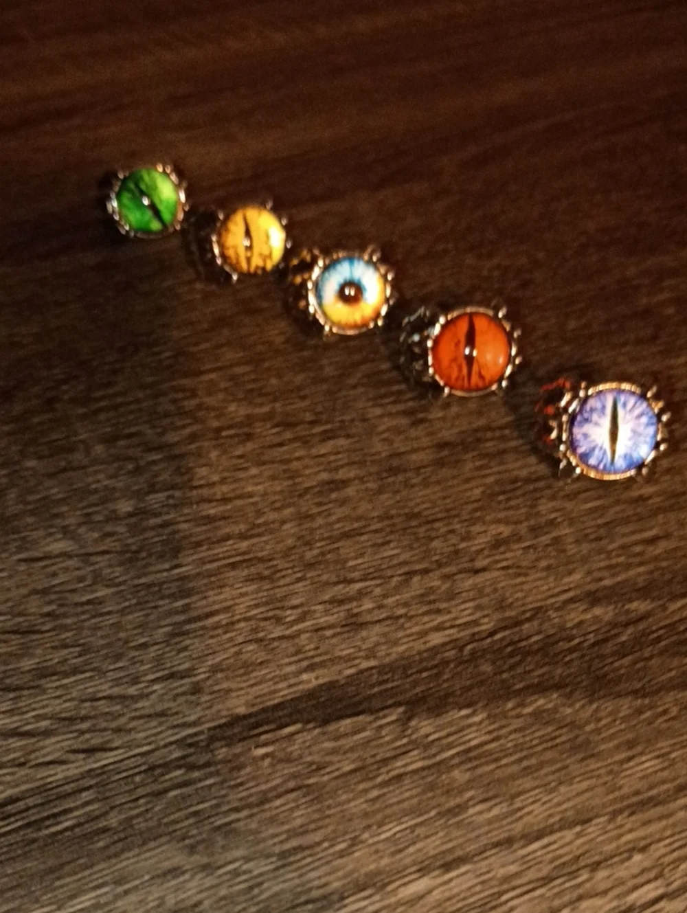 Gothic Punk Dragon Claw Evil Eye Rings Set - 5 Colors Adjustable